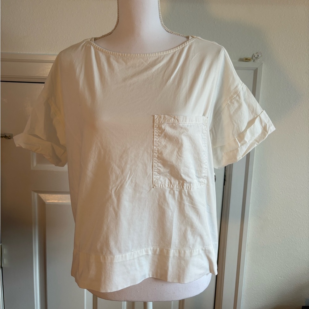 Casual Cream Short Sleeve Top